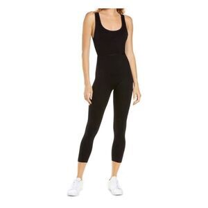 WeWoreWhat Rib Jumpsuit Circular Knit Black Size M